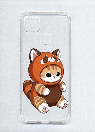 Чехол с утолщёнными углами на xiaomi redmi 9c/10a котик панда (принт 423)