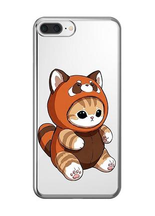 Прозорий чохол для iphone 7 plus / 8 plus котик панда (принт 423)
