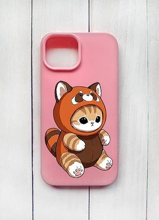 Матовий чохол на iphone 15 рожевий котик панда (принт 423)