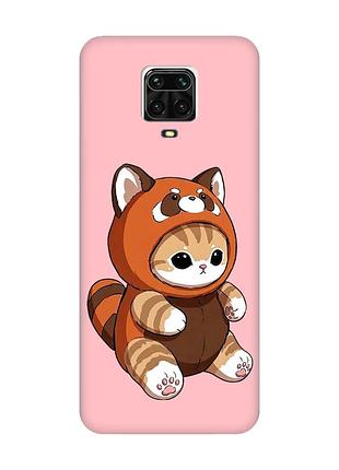 Матовий рожевий чохол на xiaomi redmi note 9 pro / 9s / 9 pro max котик панда (принт 423)