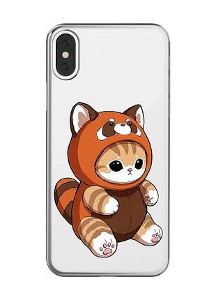Прозрачный чехол на iphone x / xs котик панда (принт 423)