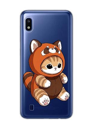 Прозрачный чехол на samsung galaxy a10 (2019) a105 котик панда (принт 423)