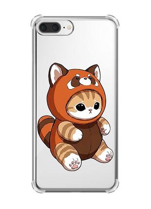 Чохол з потовщеними кутами на iphone 7 plus/ 8 plus котик панда (принт 423)