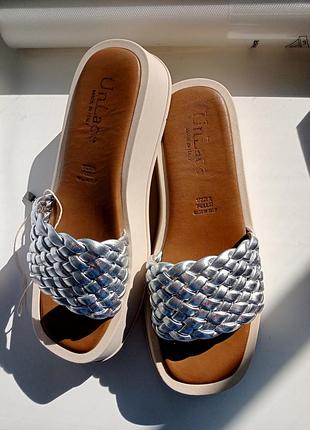 Unlace sandals silver 39 шлепанцы натуральная кожа серебристый