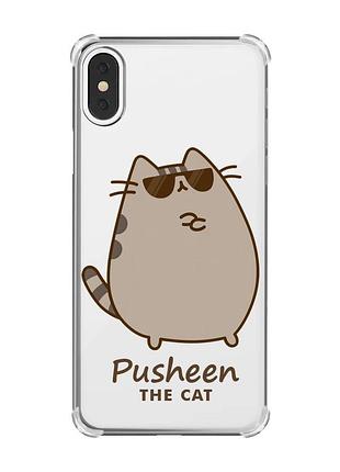 Чохол з потовщеними кутами на iphone x/xs пушин кіт (принт 424)