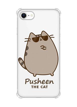 Чехол с утолщёнными углами на iphone 7 / 8 пушин кот (принт 424)