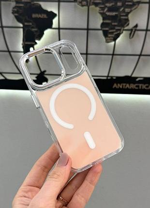 Полупрозрачный чехол-хамелеон с magsafe для iphone 17 pro,чехол прозрачный с магсейфом для телефона айфон 17 про (white)
