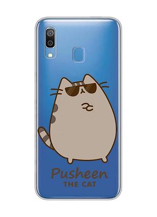 Прозрачный чехол на samsung galaxy a30 (2019)/a20 (2019) пушин кот (принт 424)