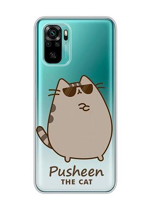 Прозрачный чехол на xiaomi redmi note 10/note 10s пушин кот (принт 424)