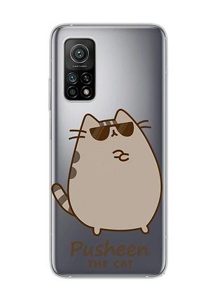 Прозрачный чехол на xiaomi mi 10t/mi 10t pro пушин кот (принт 424)