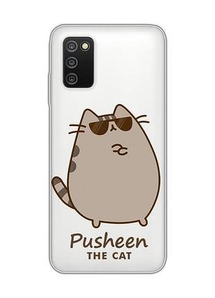 Прозрачный чехол на samsung galaxy a03s пушин кот (принт 424)