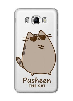 Прозрачный чехол на samsung galaxy j7(2016) j710 пушин кот (принт 424)