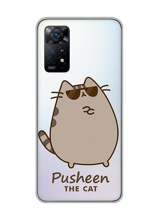 Прозрачный чехол на xiaomi redmi note 11 pro пушин кот (принт 424)