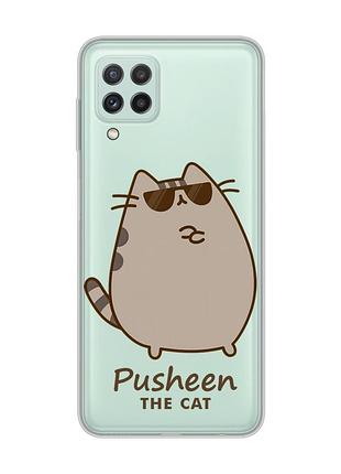 Прозрачный чехол на samsung galaxy m32/a22/m22 4g пушин кот (принт 424)