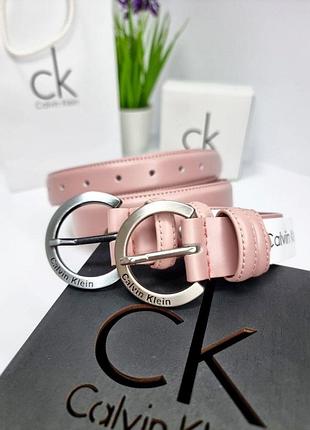 Рожевий шкіряний пасок для жінки на 120 см в коробочці від calvin klein жіночий ремінь пояс зі шкіри кельвін кляйн укорочується