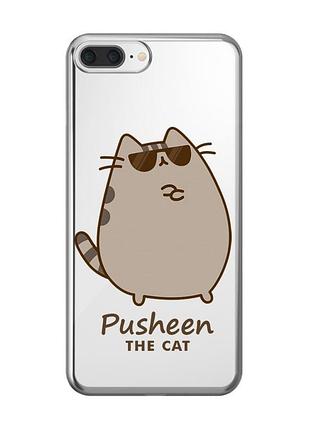 Прозрачный чехол на iphone 7 plus / 8 plus пушин кот (принт 424)