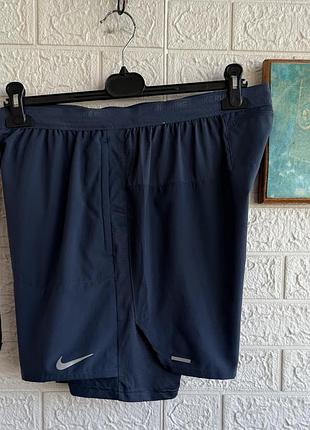 Шорти nike running dri-fit 2в1 з вбудованими тайтсами лосінами для бігу рефлективний swoosh рl-xl
