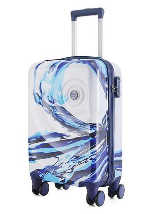 Валіза semi line 20" (s) white/blue print (t5653-1)