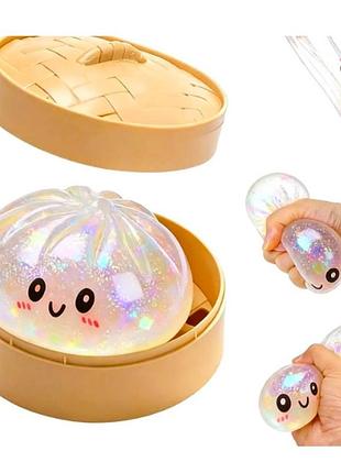 Игрушка 10 см прозрачный glitter dumpling, mystery dumpling, squishies dumpling сквиши пельмень