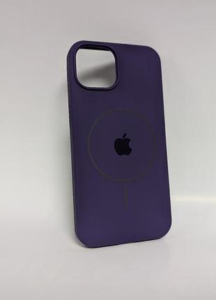 Чохол для iphone 13 / iphone 14, soft touch силікон, протиударний, magfit, з логотипом, фіолетовий
