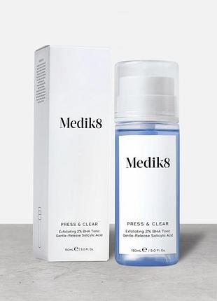 Тоник 2% bha с мягкой салициловой кислотой medik8 press & clear medik8 press clear с помпой 150 мл