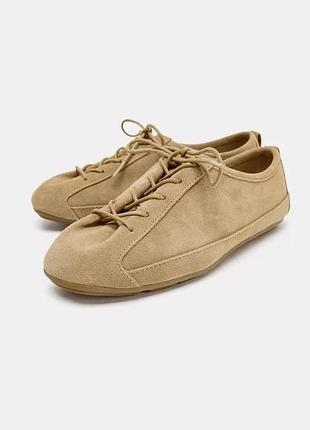 Балетки жіночі коричневі замша zara new