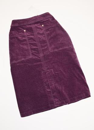 Вельветовая юбка с карманами и разрезом спереди per una