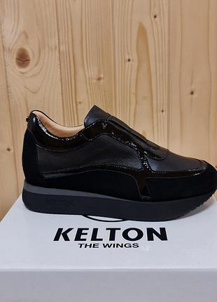 Кросівки фірми kelton італія чорна шкіра та замша