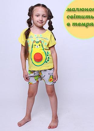 Пижама девочке авокадо (рисунок светится)