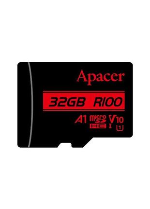Карта памяті microsdhc (uhs-1) apacer 32gb class 10 v10 a1 r100mb/s (ap32gmcsh10ub-ra)