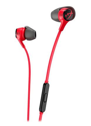 Навушники провідні з мікрофоном hyperx cloud earbuds ii червоні mini-jack 3.5 мм силіконові