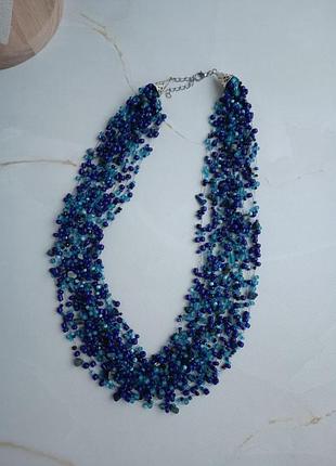 Колье синее из бисера