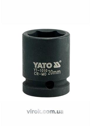 Головка торцевая ударная 6-гранная yato : квадрат 1/2", м=20 мм, l=39 мм [40/160]