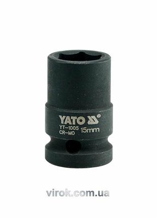 Головка торцевая ударная 6-гранная yato : квадрат 1/2", м=15 мм, l=39 мм [40/160]