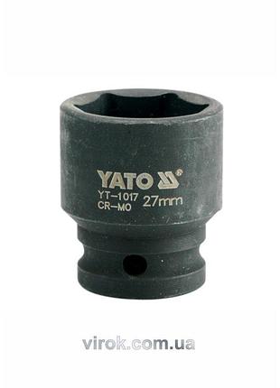 Головка торцевая ударная 6-гранная yato : квадрат 1/2", м=27 мм, l=4 мм [24/96]
