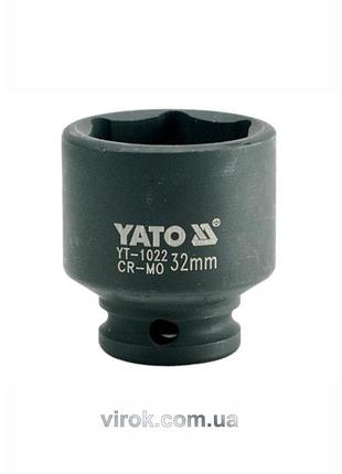 Головка торцевая ударная 6-гранная yato : квадрат 1/2", м=32 мм, l=48 мм [20/80]