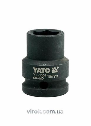 Головка торцева ударна 6-гранна yato : квадрат 1/2", м= 16 мм, l= 39 мм [160]