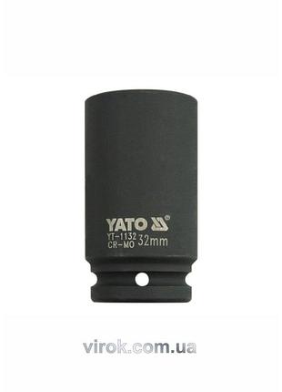 Головка торцевая ударная 6-гранная yato : удлиненная, квадрат 3/4", м=32 мм, l=90 мм [7/28]