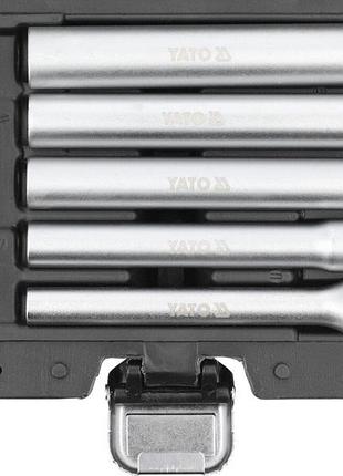 Головки торцеві yato дуже довгі, з квадратами 1/4" і 3/8", м= 8, 10, 12, 13, 14 мм, l= 120 мм, 6 еле