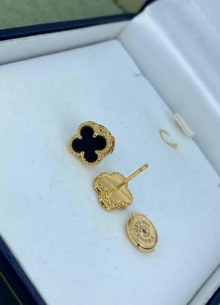Жіночі кульчики цвяшки 8х8 мм від van cleef & arpels вечірні сережки ван кліф і арпельс повсякденні пусети конюшина для вух