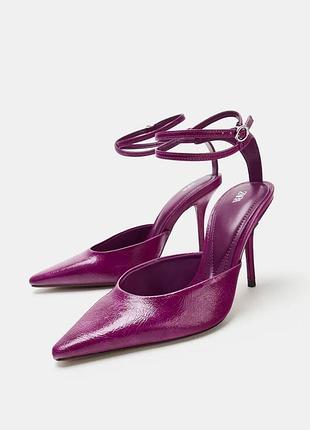 Босоніжки жіночі баклажанові zara new