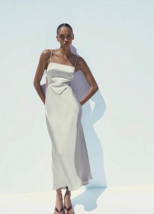 Атласное платье zara с топом-хесткой платья