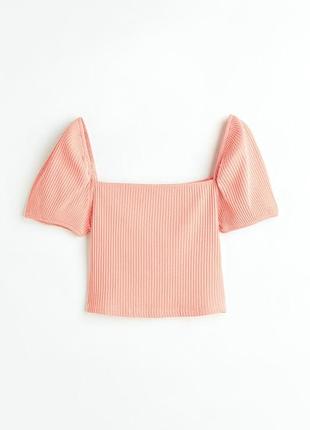 Персиковий топ h&m в рубчик