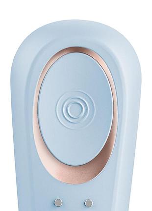 Вибратор для пар satisfyer double classic light blue, 9х3,5 см. 5