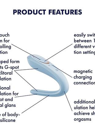 Вибратор для пар satisfyer double classic light blue, 9х3,5 см. 6