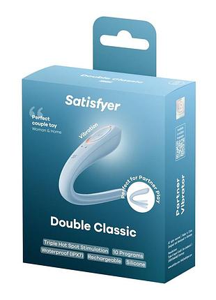Вибратор для пар satisfyer double classic light blue, 9х3,5 см. 7