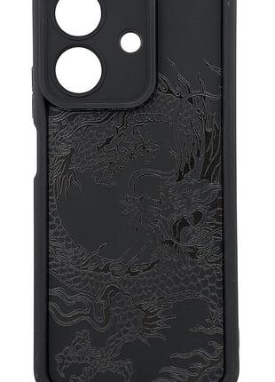 Чехол shock case print для телефона realme note 60 бампер силиконовый черный с рисунком дракон