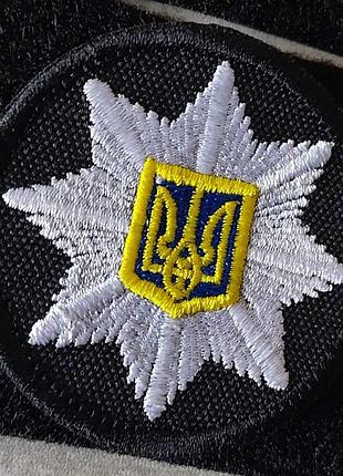 Шеврон какарда полиция черная цветная 6 см (белая звезда)