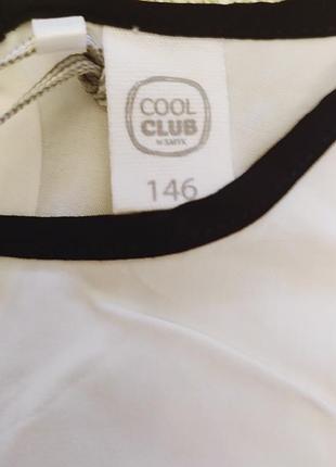 Белая новая блузка для девочки cool club 146 10-11 лет короткий рукав черный кант кежуал 4