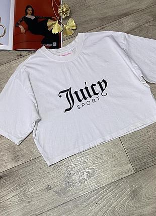 Белая укороченная оверсайз футболка juicy couture, р.s-m